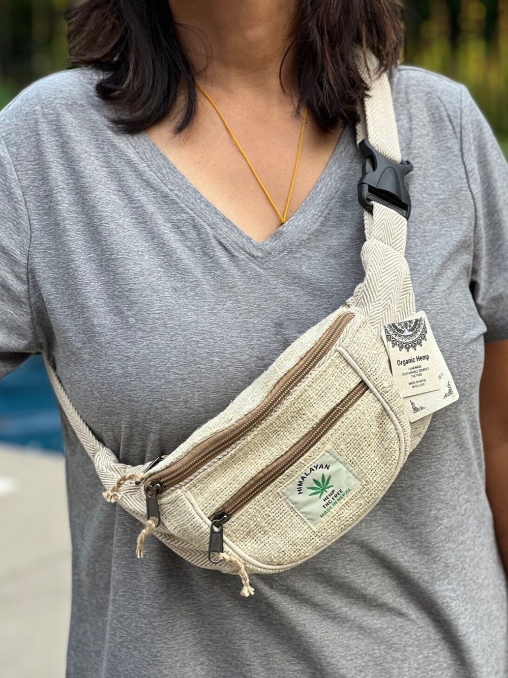 Himalayan Hemp Cream Crossbody Fanny Pack - Eco-Friendly Women’s Bag